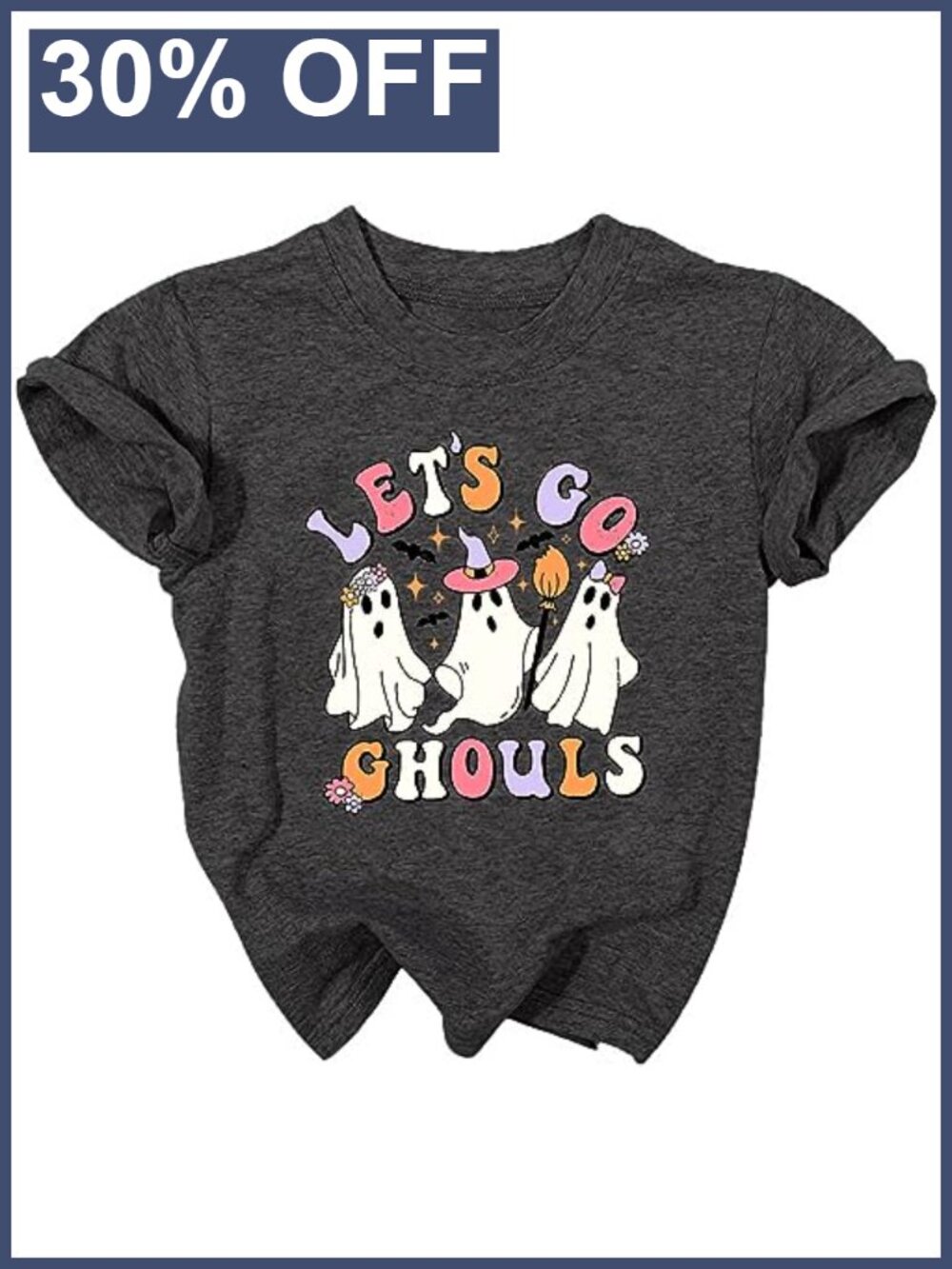 Kids Halloween Ghost Graphic Tee Let's Go Ghouls Short Sleeve